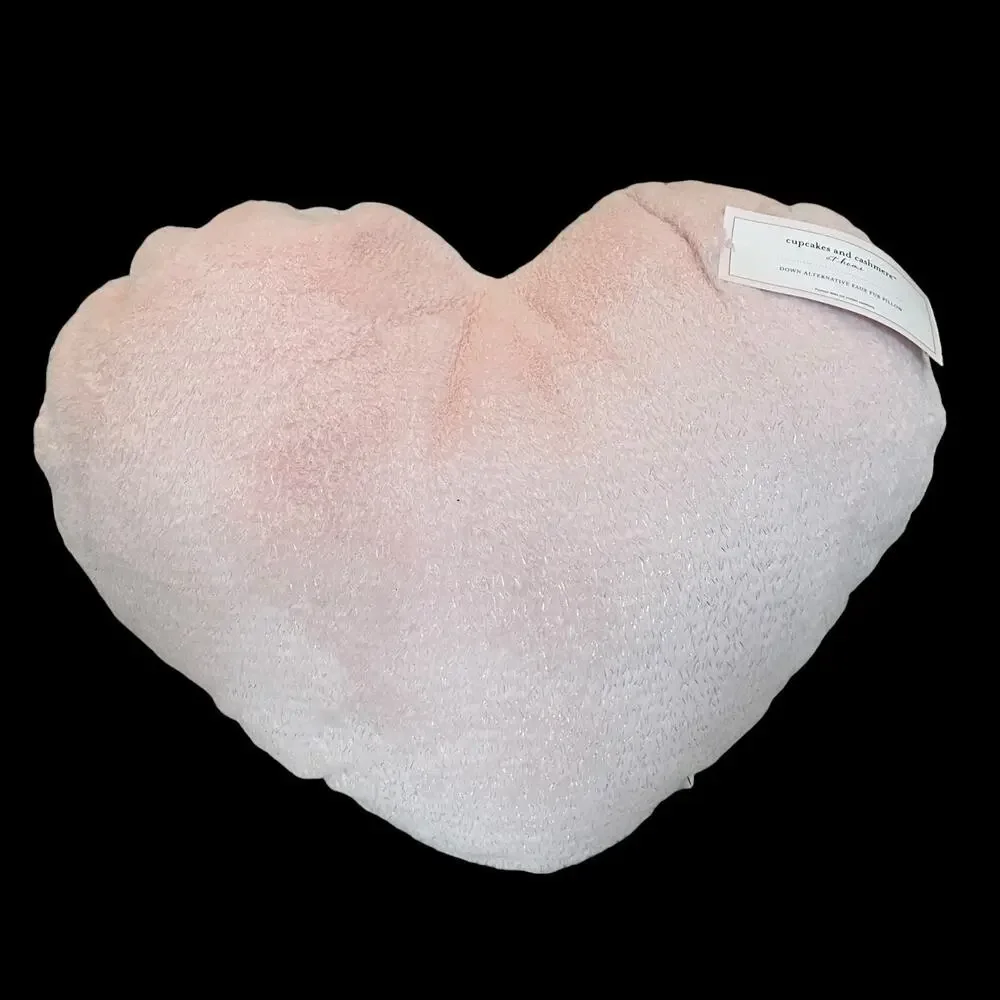 CUPCAKES AND CASHMERE Faux Fur Heart Shaped Pillow  20x20  Posh Pastel Pink NEW